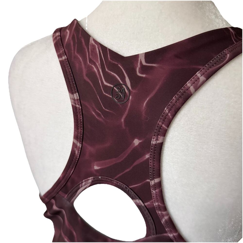 Sage Collective Womens Large Cropped Tank Top Shelf Bra Racerback Vneck Purple - Picture 5 of 6